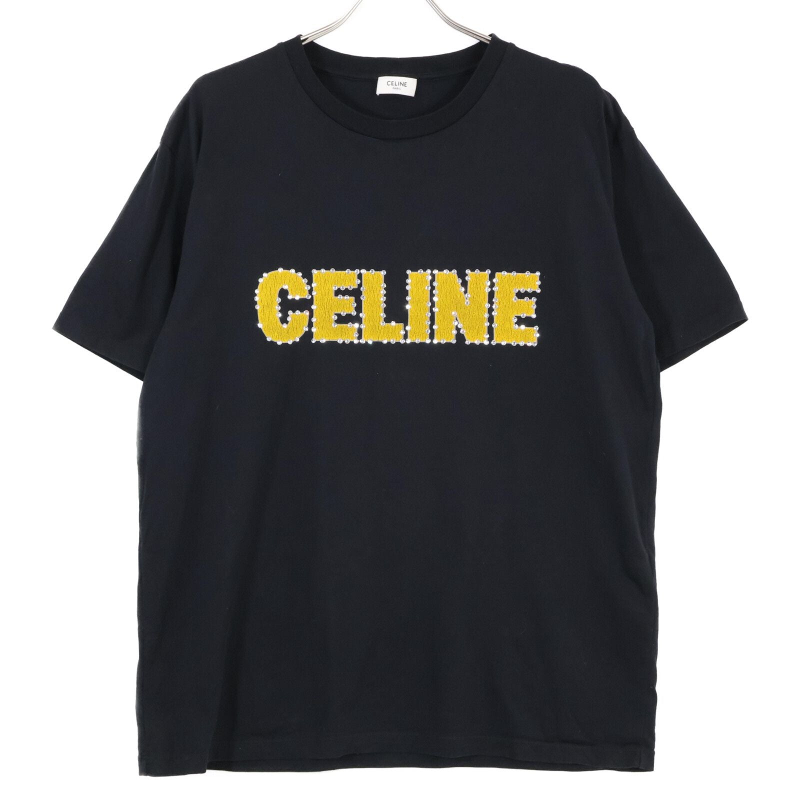 Celine Black Crack Logo Stone Shirt