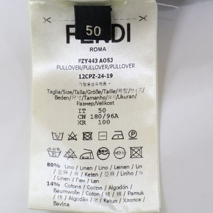 Fendi Blue Linen Cotton FF All Over Pattern Short Sleeve Knit Pullover 50 — view 4