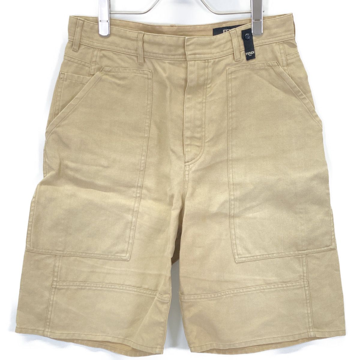 Fendi Made Beige Work Painter Bermuda Canvas Shorts 48