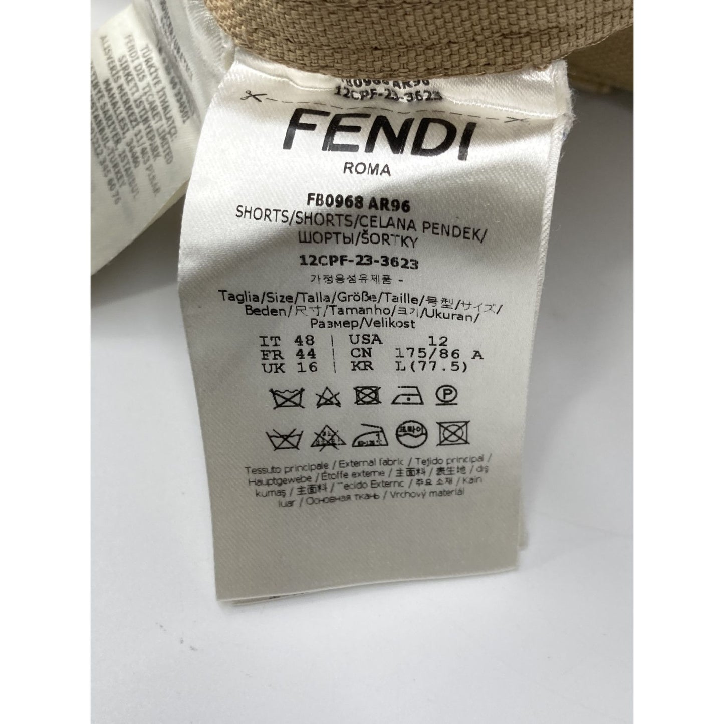 Fendi Made Beige Work Painter Bermuda Canvas Shorts 48 — view 5