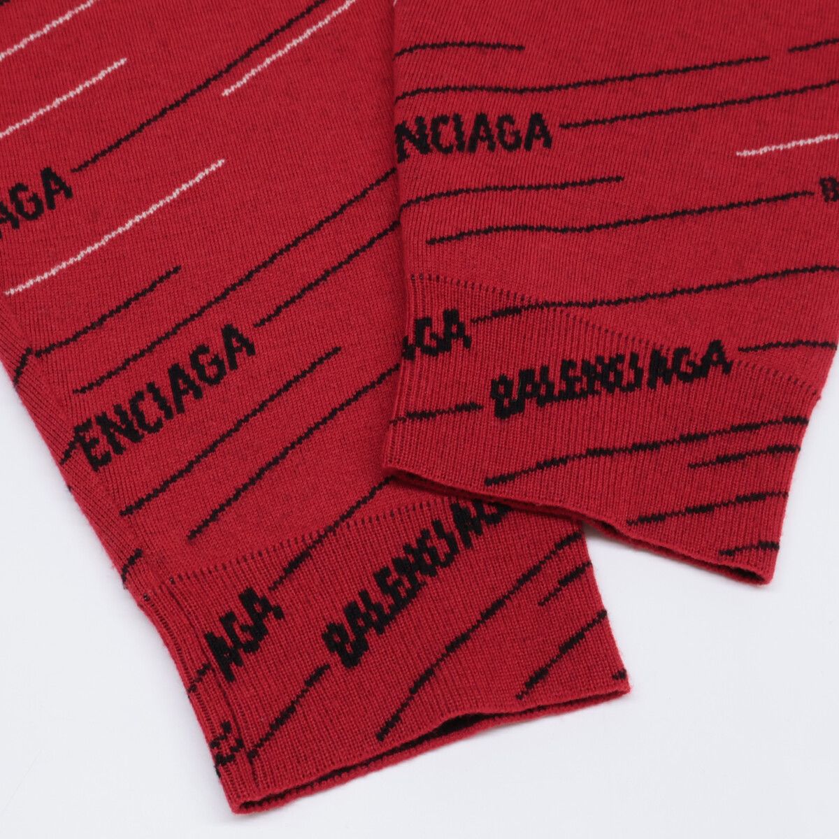 Balenciaga Red Jacquard Logo Oversize Crew Neck Knit Sweater — view 6