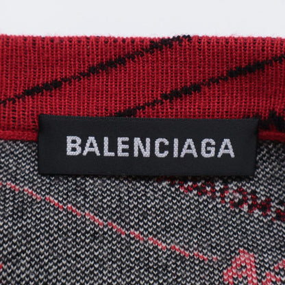 Balenciaga Red Jacquard Logo Oversize Crew Neck Knit Sweater — view 3