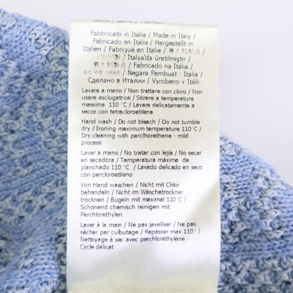 Fendi Light Blue Linen Cotton FF All Over Pattern Short Sleeve Knit Pullover 50 — view 5