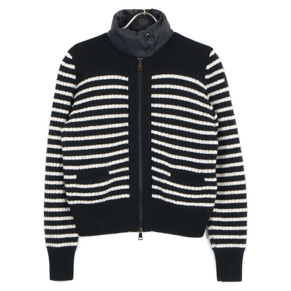 Moncler Black White Cardigan Tricot Border Jacket XS