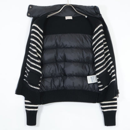 Moncler Black White Cardigan Tricot Border Jacket XS — view 3