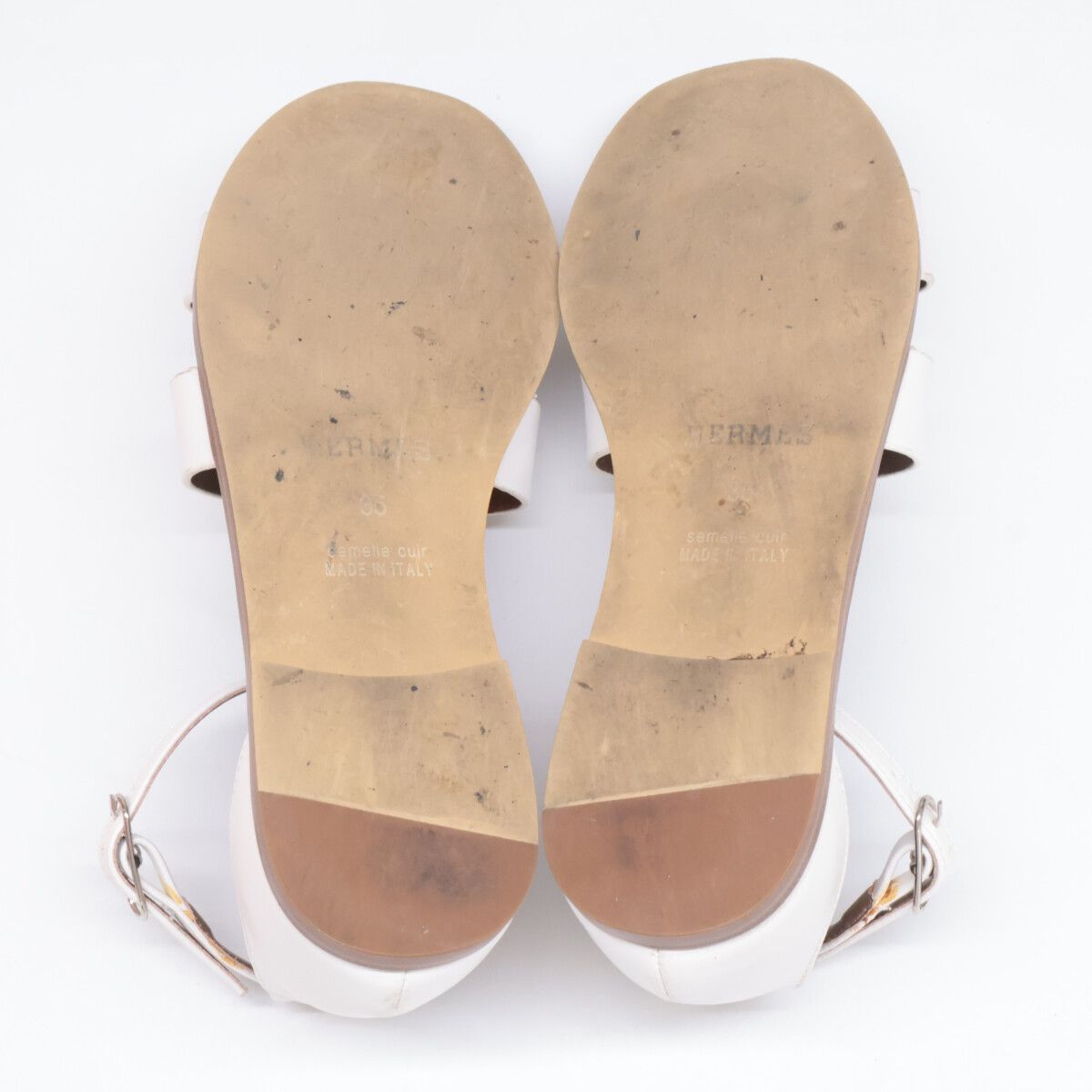Hermes Santorini Motif Ankle Strap Flat Sandals — view 9