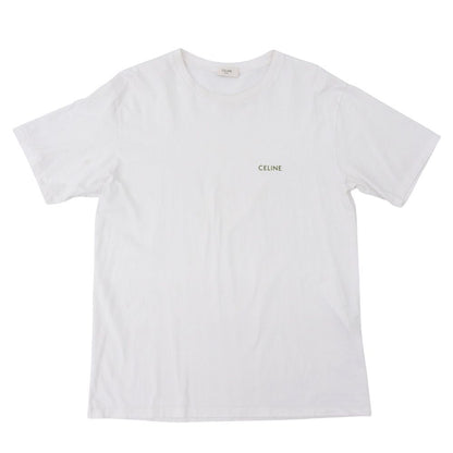 Celine Cotton Logo T-Shirt Top White