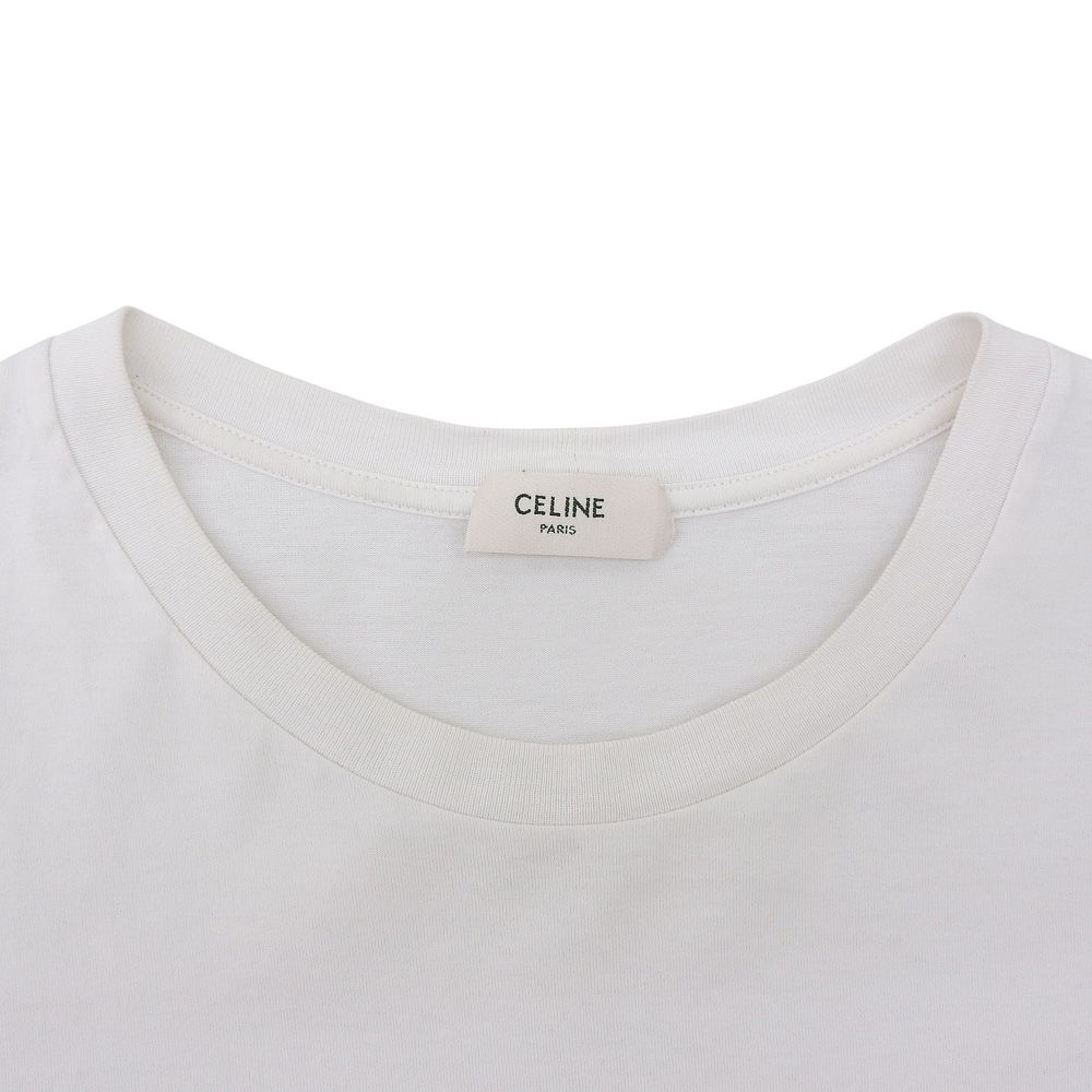 Celine Cotton Logo T-Shirt Top White — view 3