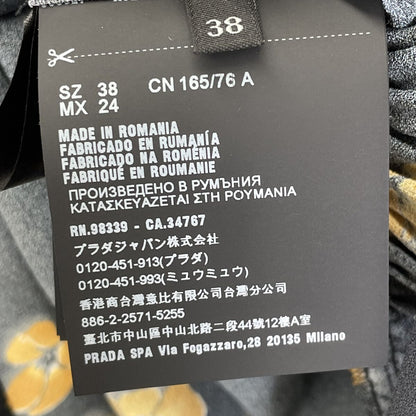 Prada Black Flower Print Ruffle Sleeve Blouse 38 — view 4