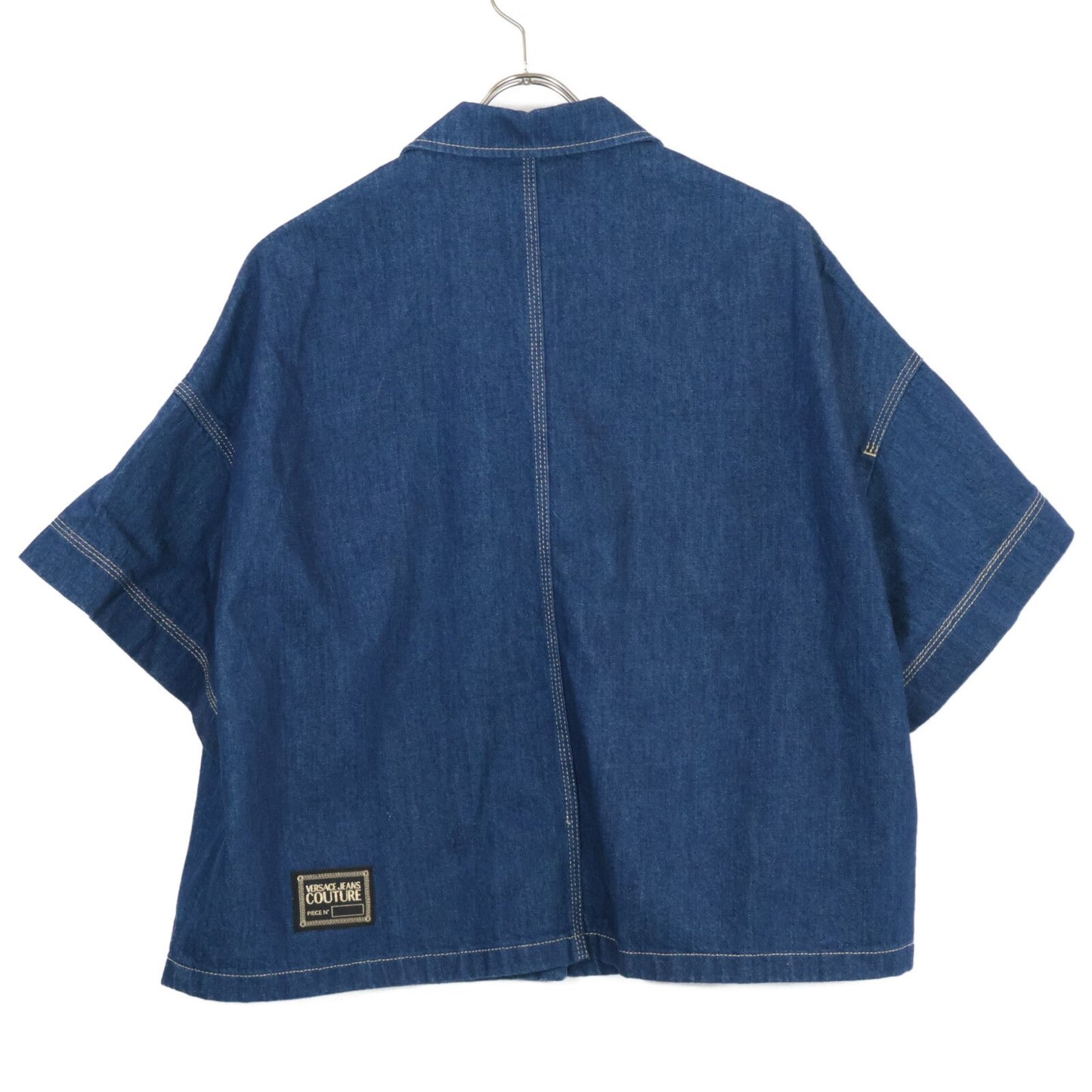 Versace Jeans Indigo Gold Button Short Sleeve Denim Shirt 36 — view 2