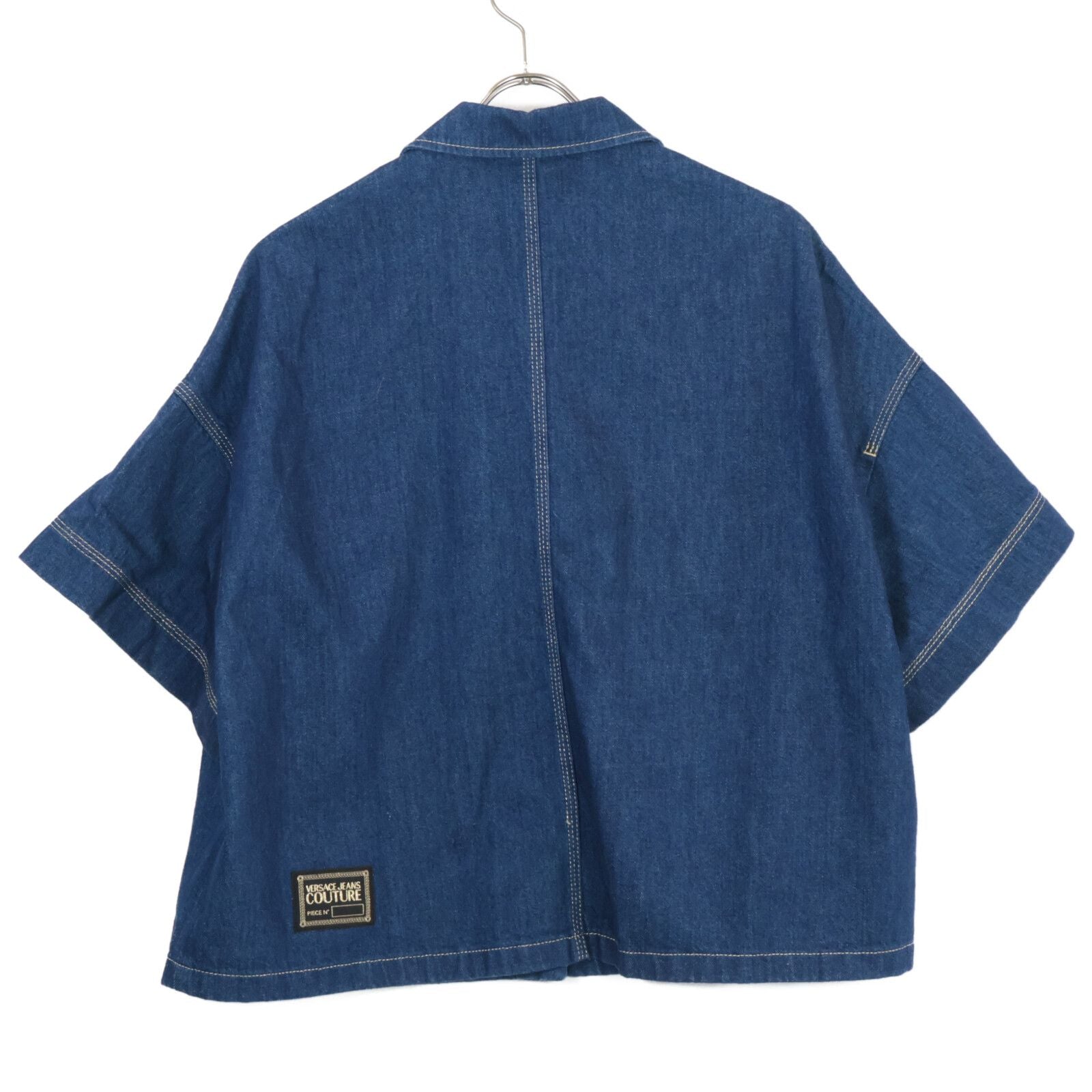 Versace Jeans Indigo Gold Button Short Sleeve Denim Shirt 36 — view 2