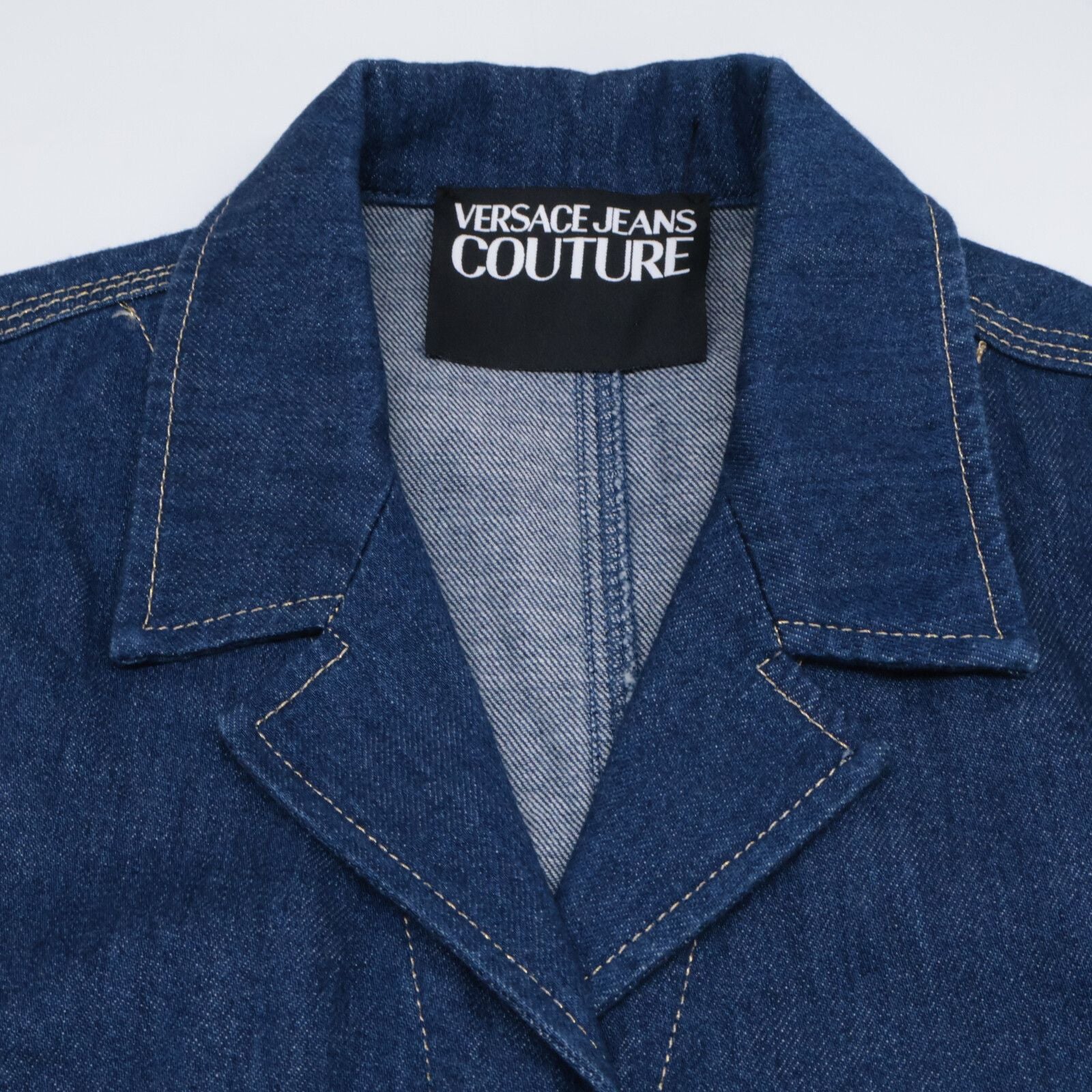 Versace Jeans Indigo Gold Button Short Sleeve Denim Shirt 36 — view 5
