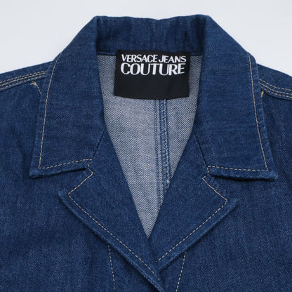 Versace Jeans Indigo Gold Button Short Sleeve Denim Shirt 36 — view 5