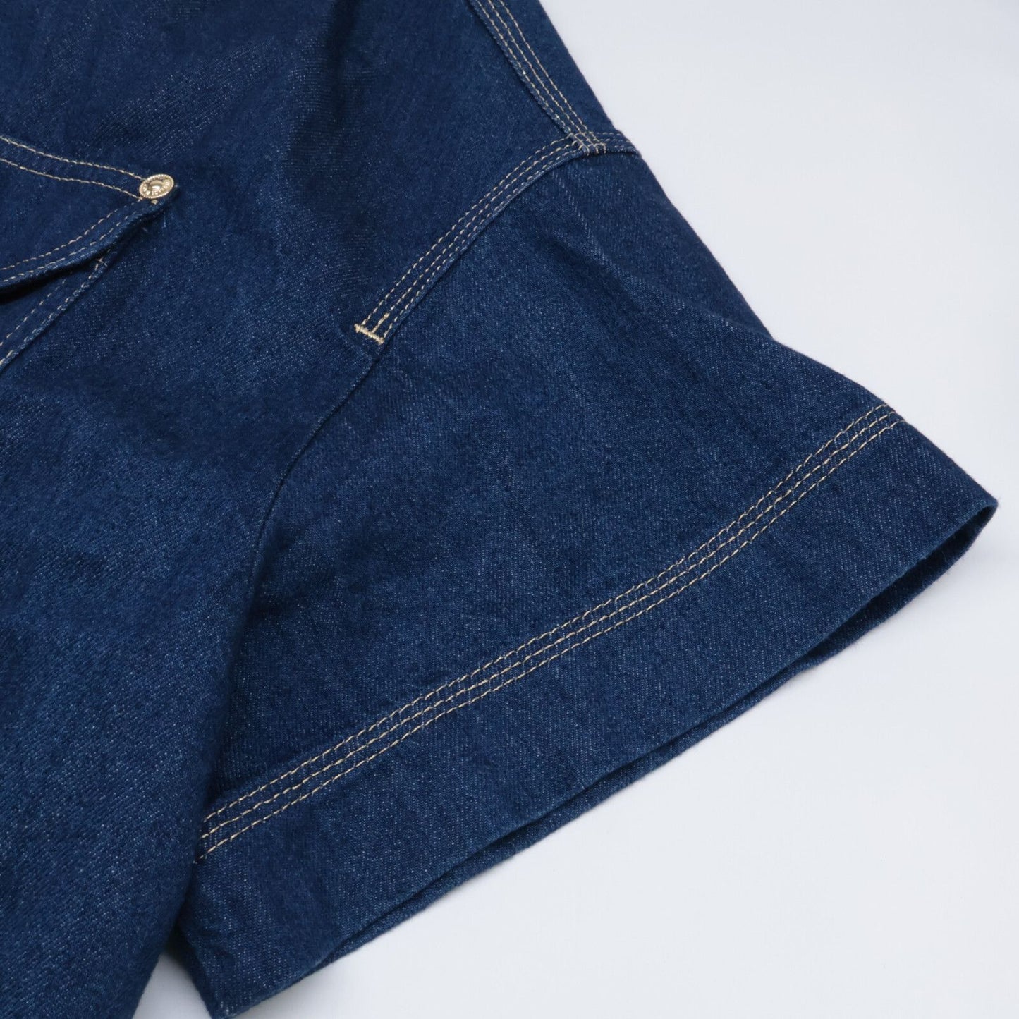 Versace Jeans Indigo Gold Button Short Sleeve Denim Shirt 36 — view 6