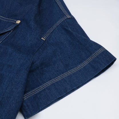 Versace Jeans Indigo Gold Button Short Sleeve Denim Shirt 36 — view 6