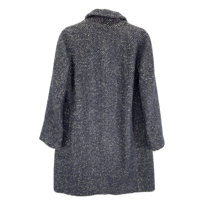 Max Mara S Maxmara Navy Wool Alpaca Herringbone Star Coat 42 — view 3