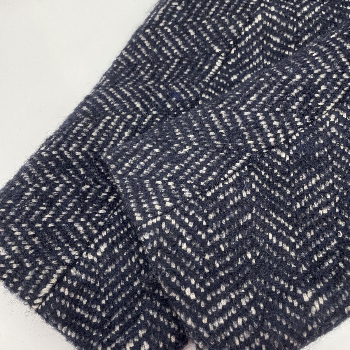Max Mara S Maxmara Navy Wool Alpaca Herringbone Star Coat 42 — view 8