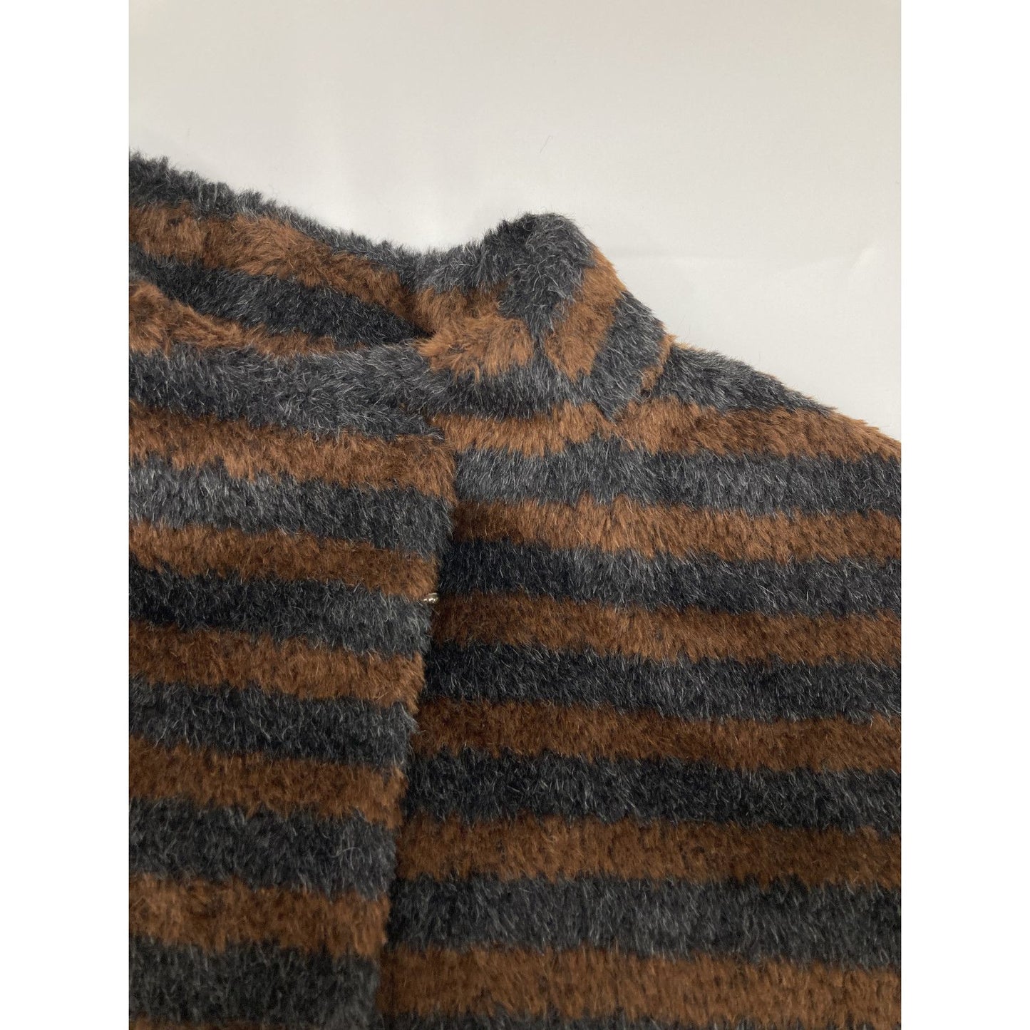 Max Mara Brown Black Alpaca Cowl Border Jagi Coat 42 — view 8