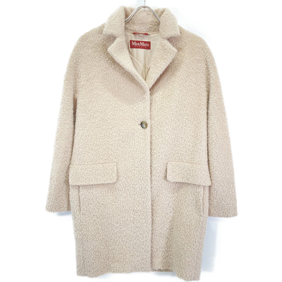 Max Mara Maxmara Studio Pink Alpaca Cowl Jagi Stand Collar Coat 38