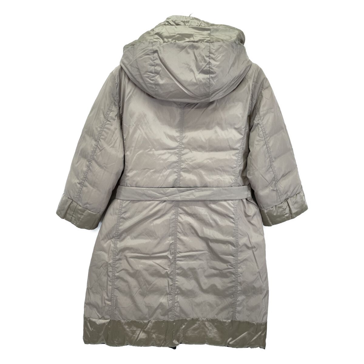 Max Mara S Maxmara Dark Navy Beige Belted Reversible Hooded Down Coat 42 — view 4