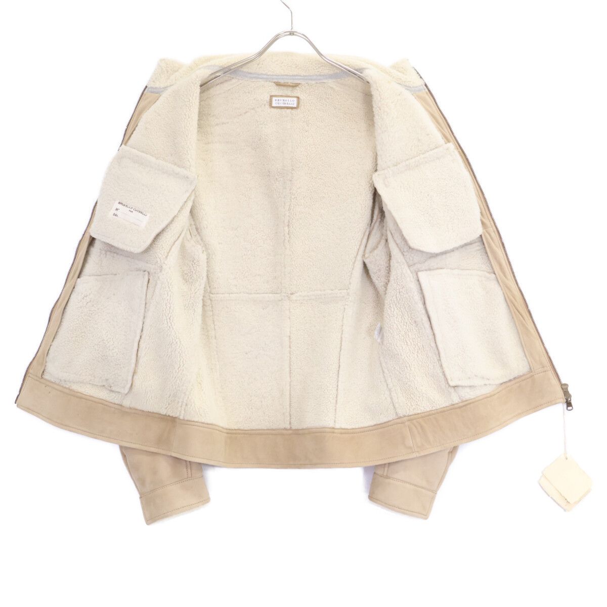 Brunello Cucinelli Suede Inner Boa Zip Up Jacket — view 3