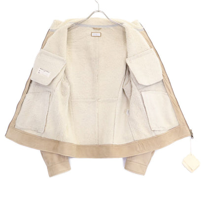 Brunello Cucinelli Suede Inner Boa Zip Up Jacket — view 3