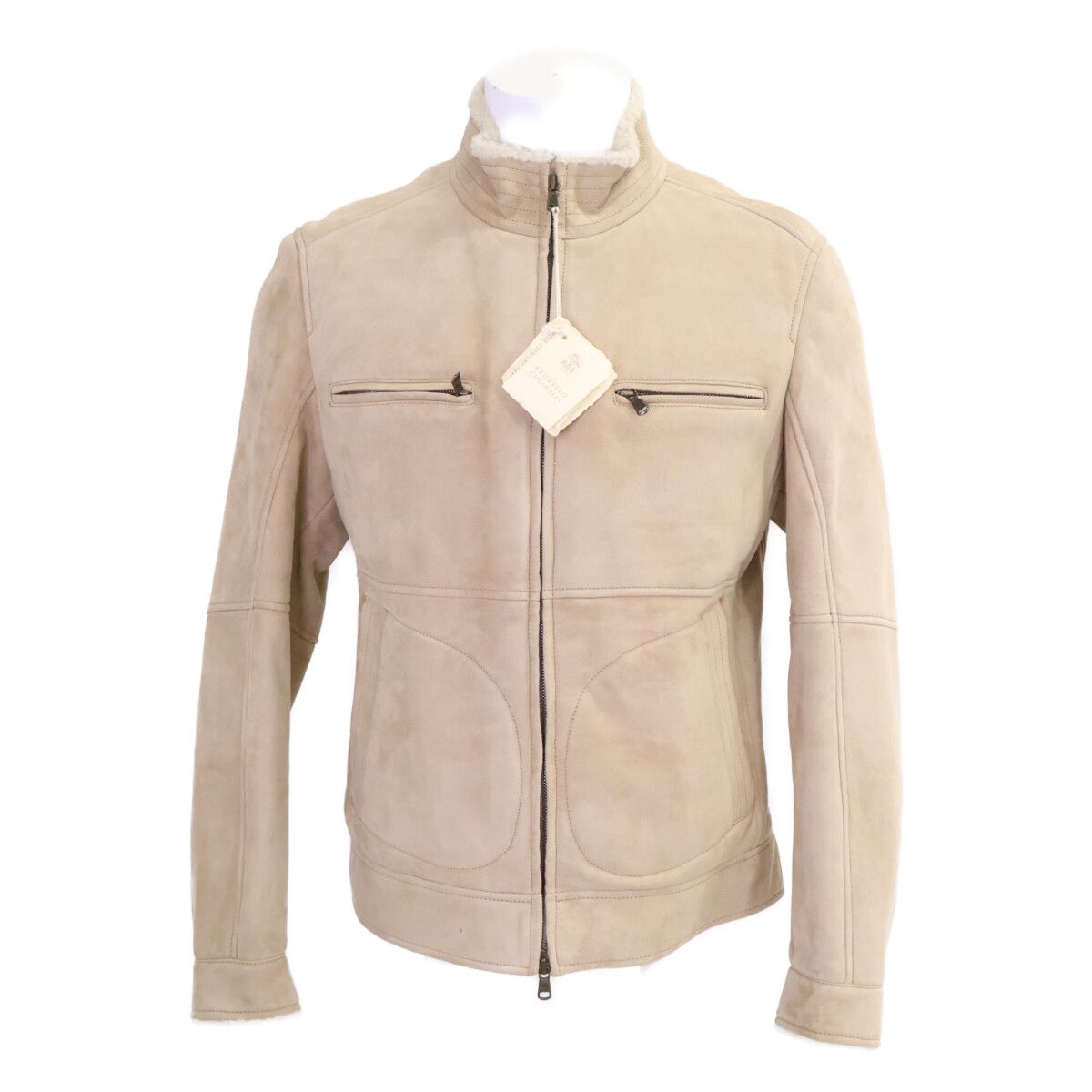 Brunello Cucinelli Suede Inner Boa Zip Up Jacket