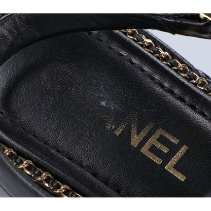 Chanel CC Logo Quilted Chain Platform Sandals 37 1 2C — view 9