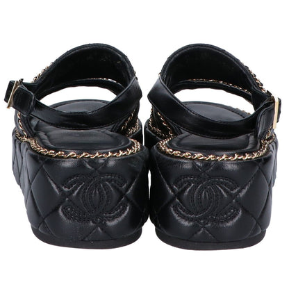 Chanel CC Logo Quilted Chain Platform Sandals 37 1 2C — view 4