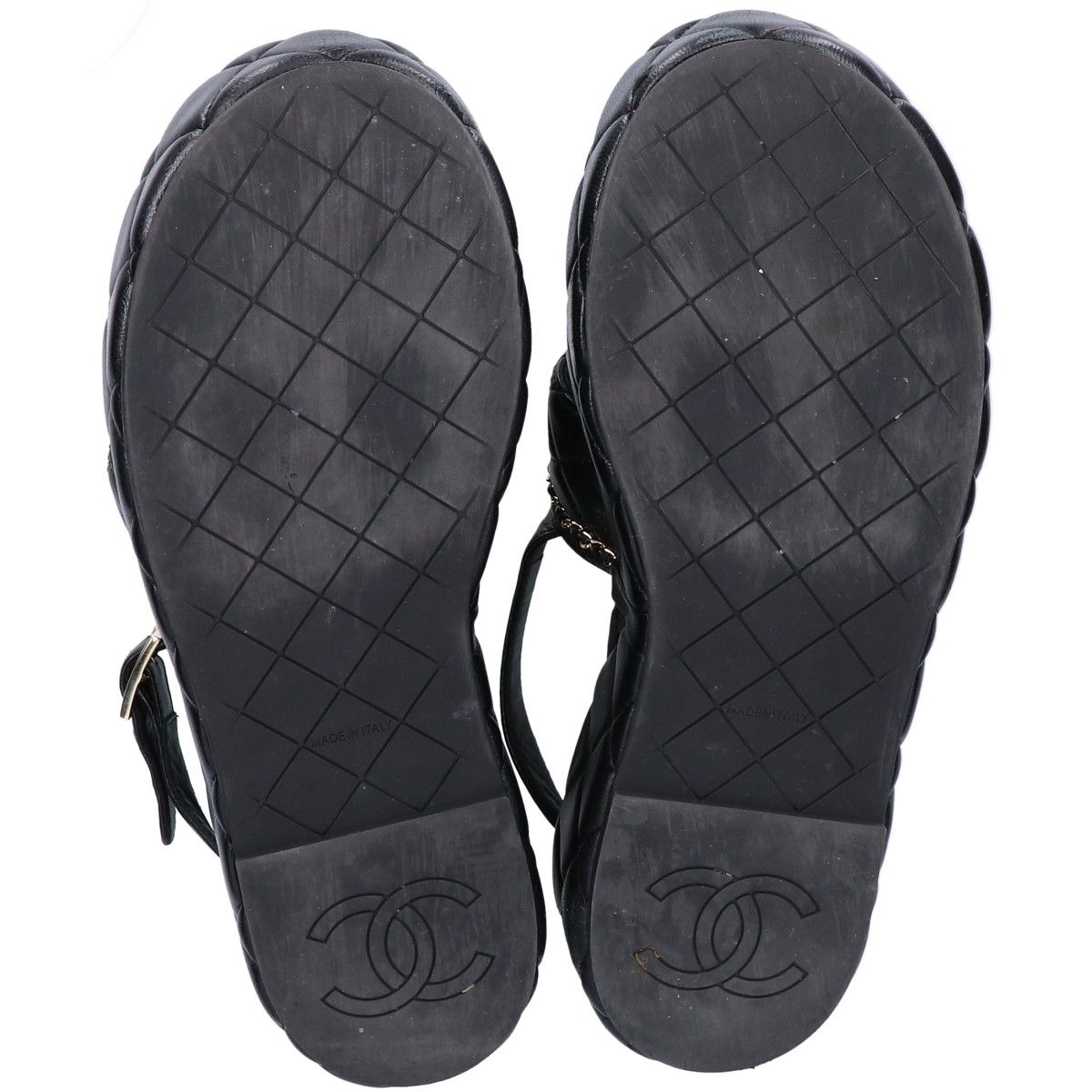Chanel CC Logo Quilted Chain Platform Sandals 37 1 2C — view 7