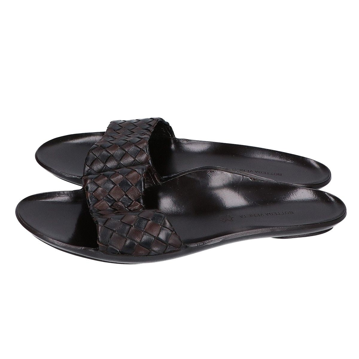 Bottega Veneta Leather Intrecciato Flat Sandals — view 2