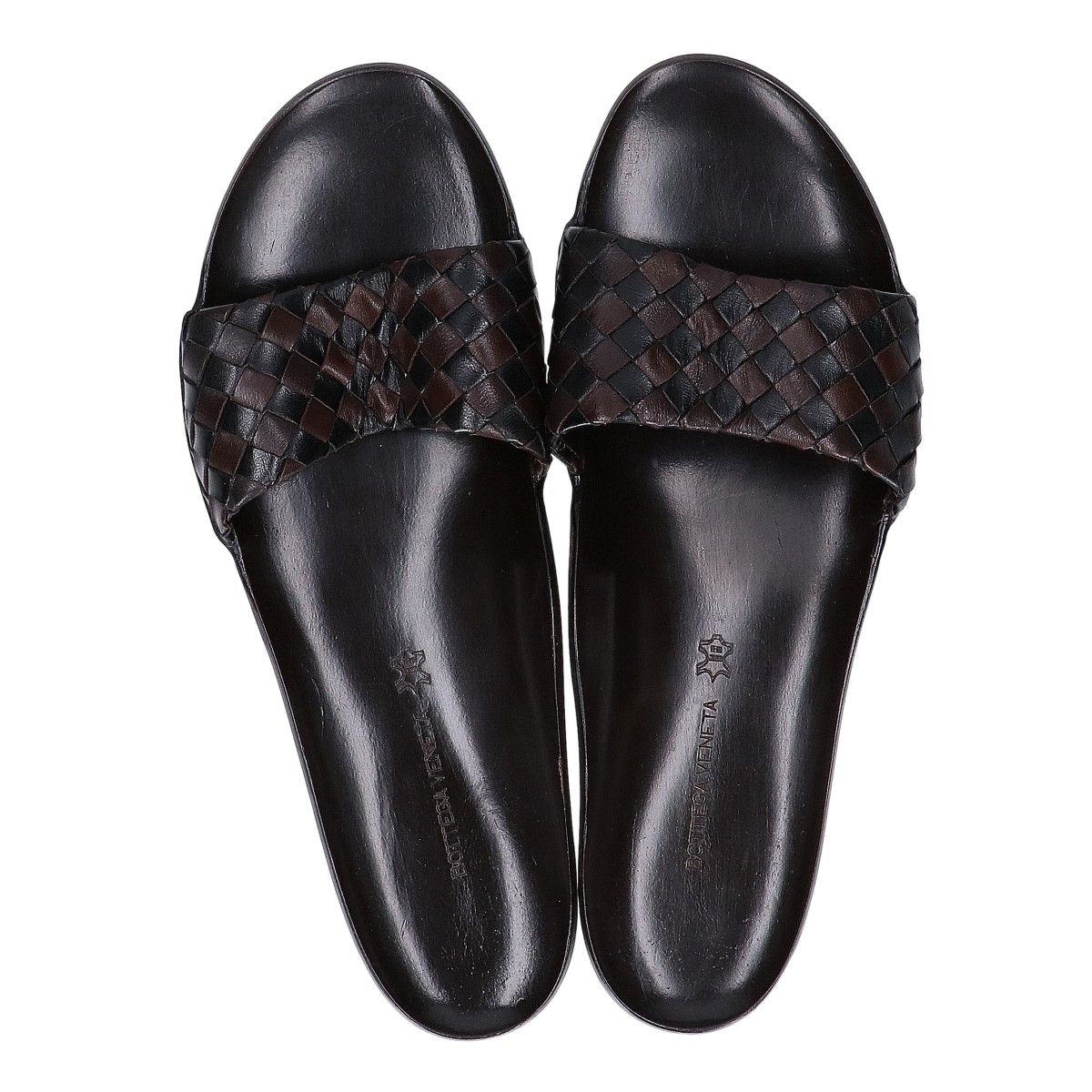 Bottega Veneta Leather Intrecciato Flat Sandals — view 5