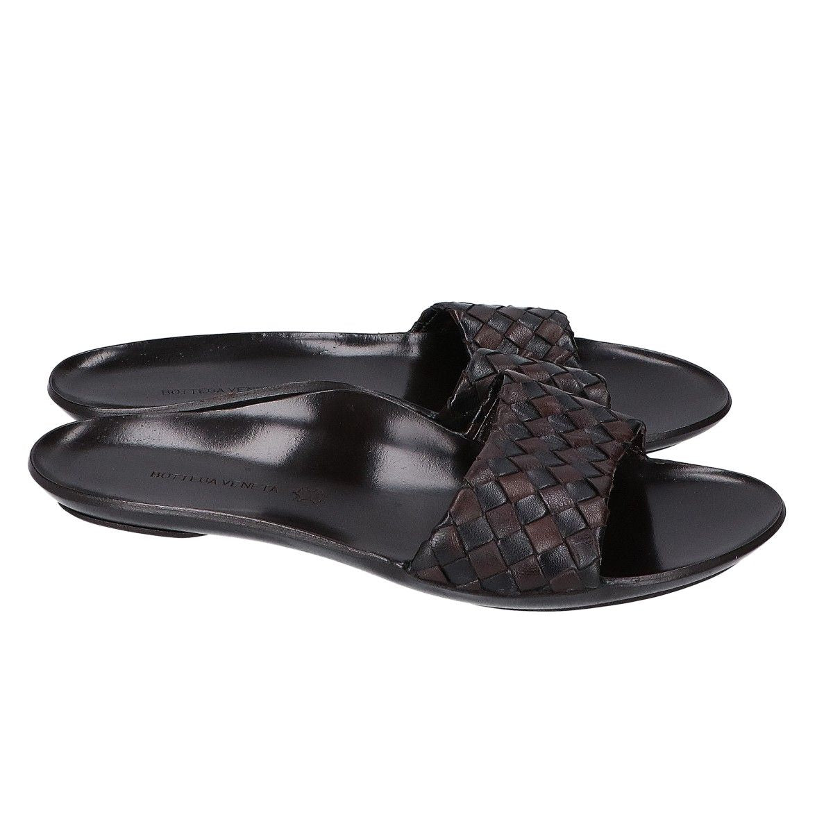 Bottega Veneta Leather Intrecciato Flat Sandals — view 4