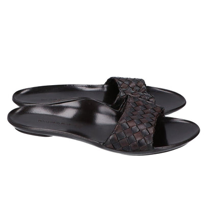 Bottega Veneta Leather Intrecciato Flat Sandals — view 4