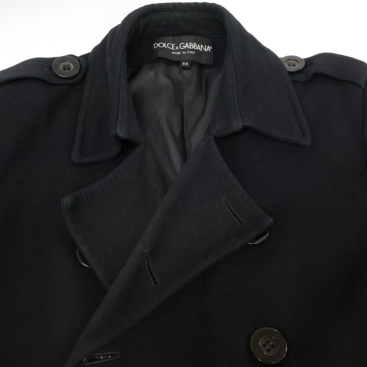 Dolce & Gabbana Black Wool Nylon Peacoat 54 Coat — view 8