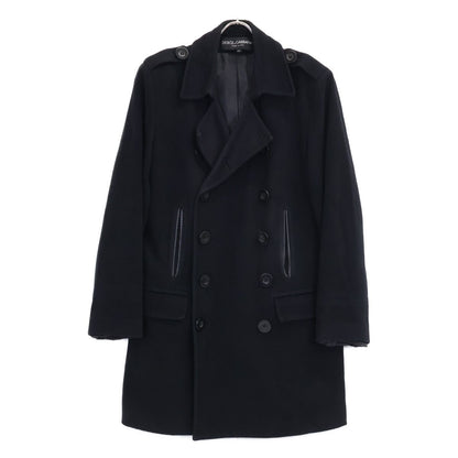 Dolce & Gabbana Black Wool Nylon Peacoat 54 Coat
