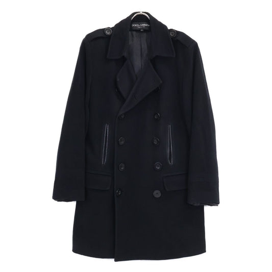 Dolce & Gabbana Black Wool Nylon Peacoat 54 Coat