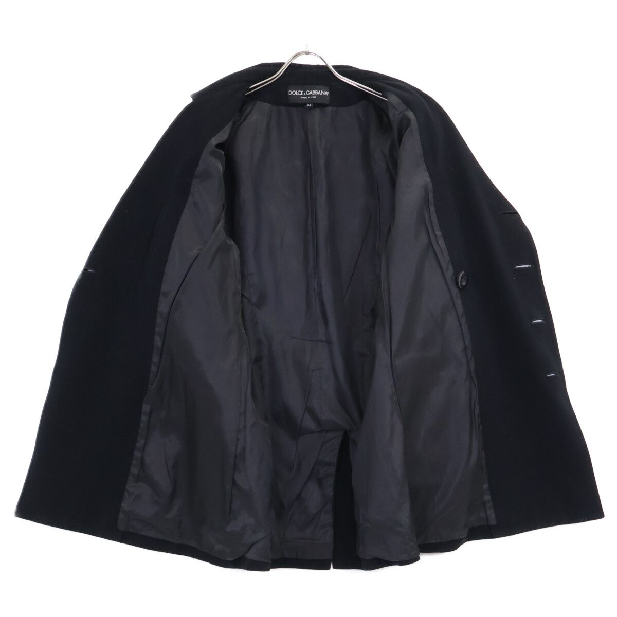 Dolce & Gabbana Black Wool Nylon Peacoat 54 Coat — view 3