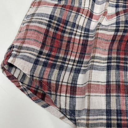 Brunello Cucinelli Multicolor Linen 100 Slim Fit Plaid Short Sleeve Button Down — view 9