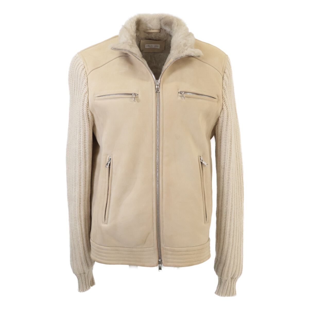 Brunello Cucinelli Arm Cashmere Contrast Double Zip Up Shearling XXS Jacket