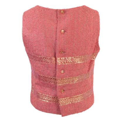 Chanel Striped Silk Blend Sleeveless Top Skirt Tweed 38 — view 4