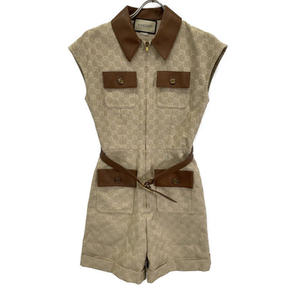Gucci Beige GG Pattern Cotton All in One with Belt 40