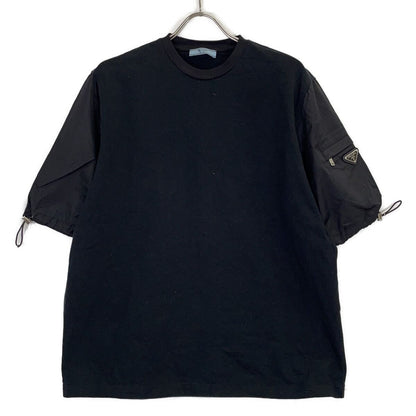 Prada Black Re-Nylon Trim Nylon Sleeve Triangle Logo T-Shirt XS