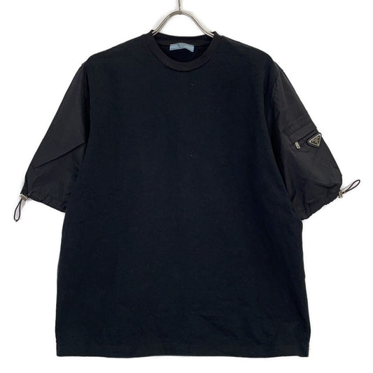 Prada Black Re-Nylon Trim Nylon Sleeve Triangle Logo T-Shirt XS