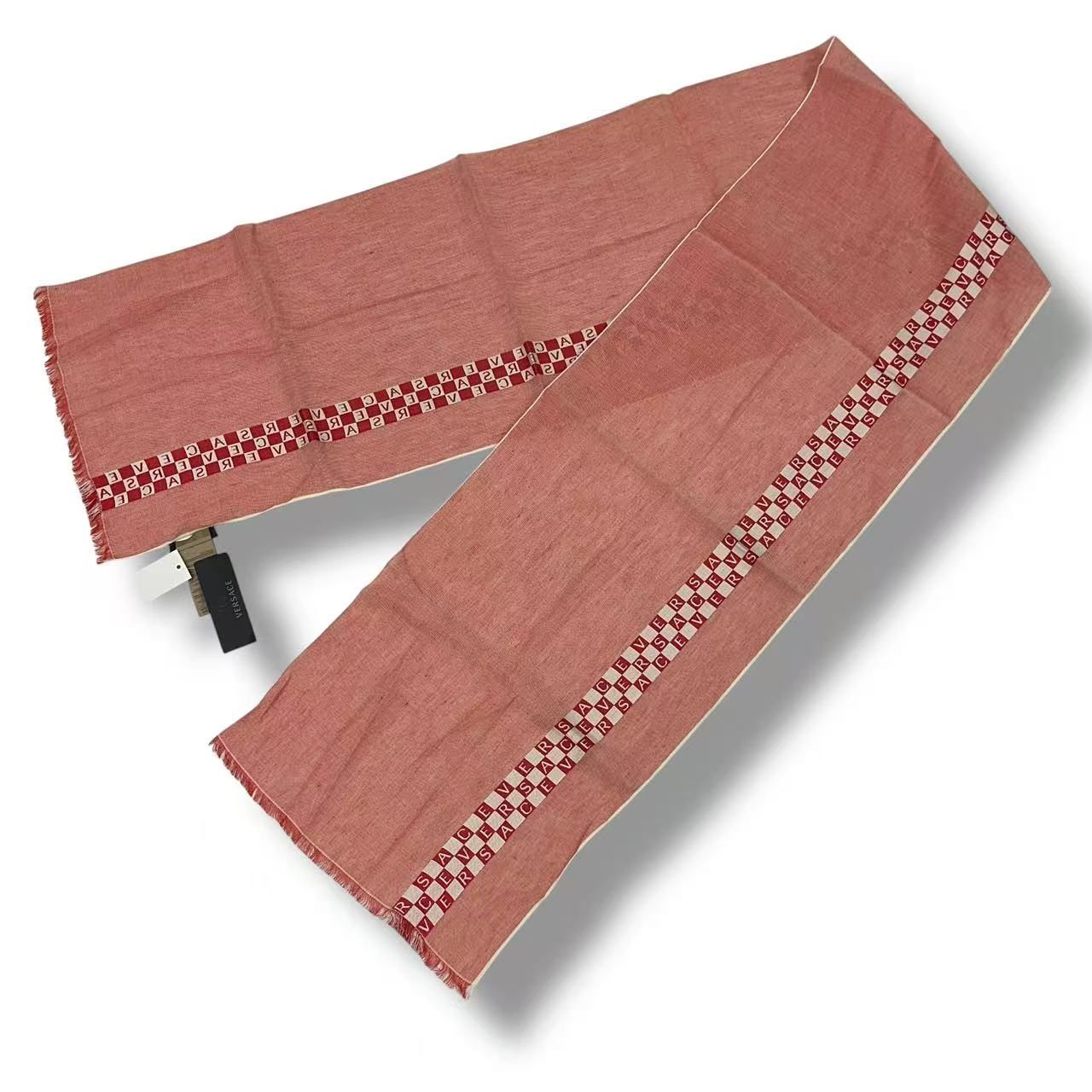 Versace Scarf Shawl Fringe Pink