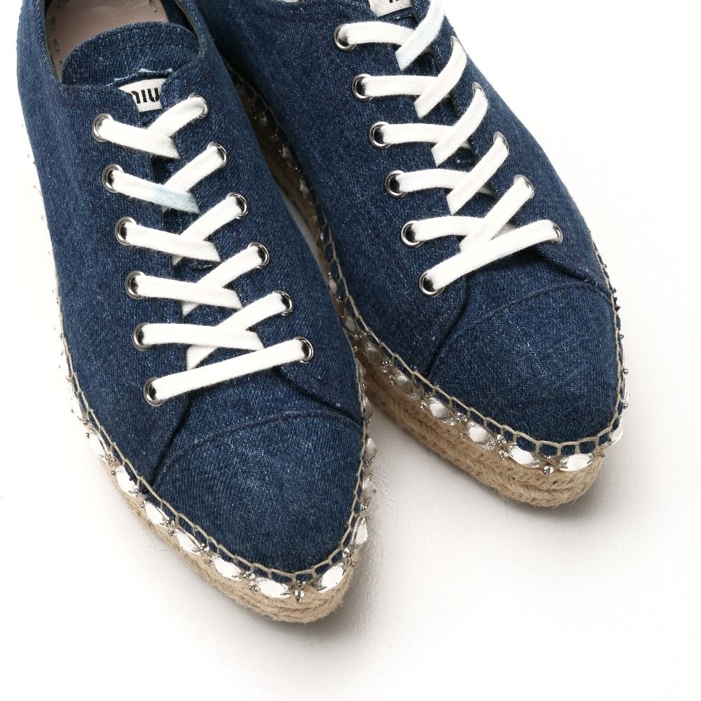Miu Miu Sneakers 37 Espadrille Bijuu Denim Platform — view 4