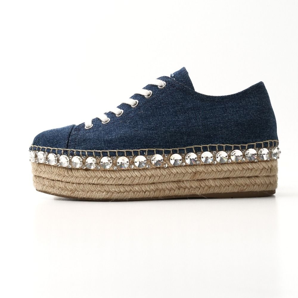 Miu Miu Sneakers 37 Espadrille Bijuu Denim Platform — view 2