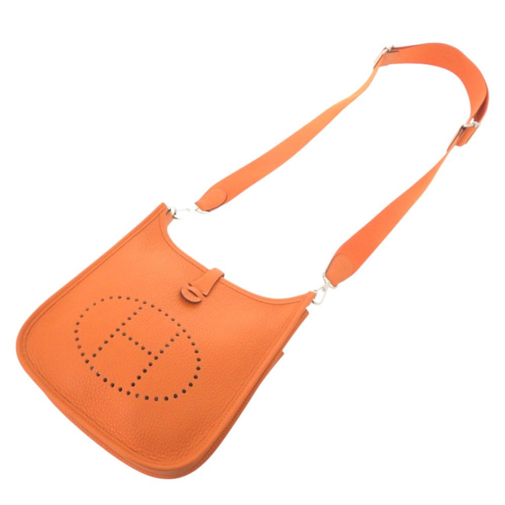 Hermes Evelyne 23 Taurillon Clemence Orange Silver Shoulder — view 6