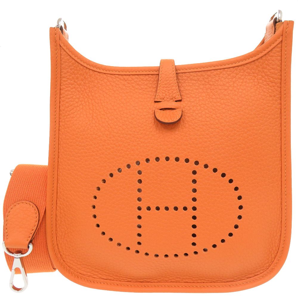 Hermes Evelyne 23 Taurillon Clemence Orange Silver Shoulder — view 2