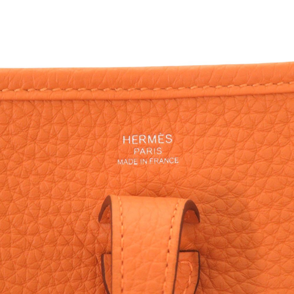 Hermes Evelyne 23 Taurillon Clemence Orange Silver Shoulder — view 9